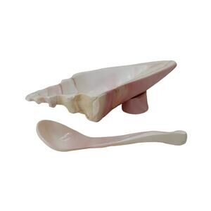 Conch Shell Hand Carved Bowl and Spoon Dip, Salsa, Salad, Condiment, Bahamas
